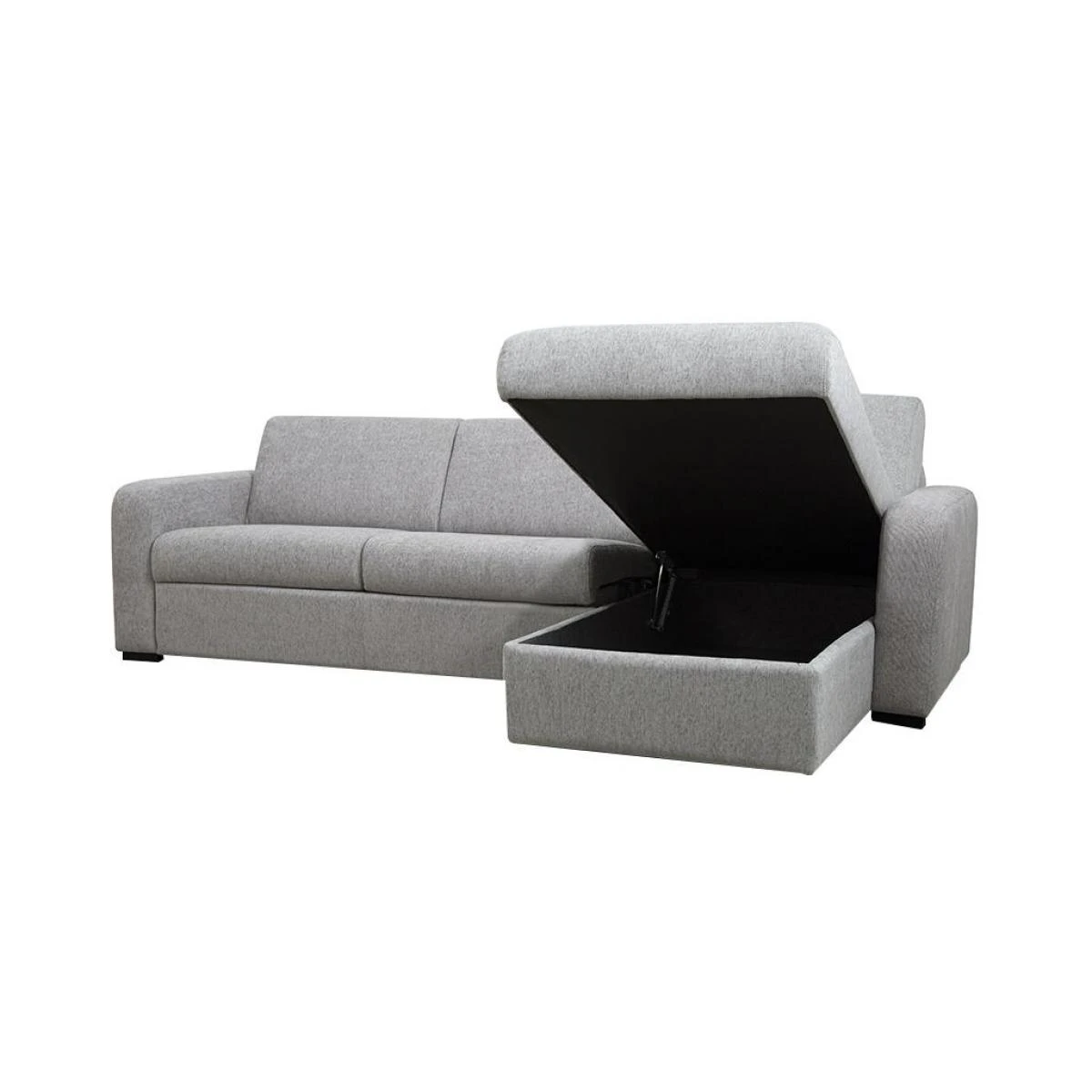 Canapé D'angle Droit Convertible Express En Tissu Gris BEVIS – Image 4