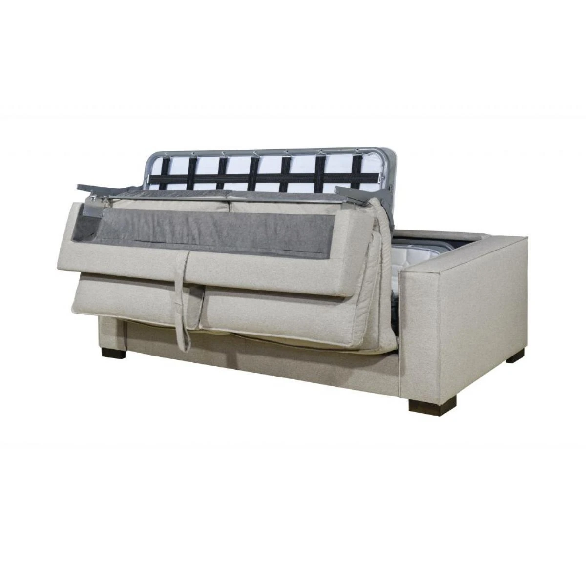 Canapé 4 Places Convertible Express En Tissu Beige - Couchage 160 Cm ... – Image 4