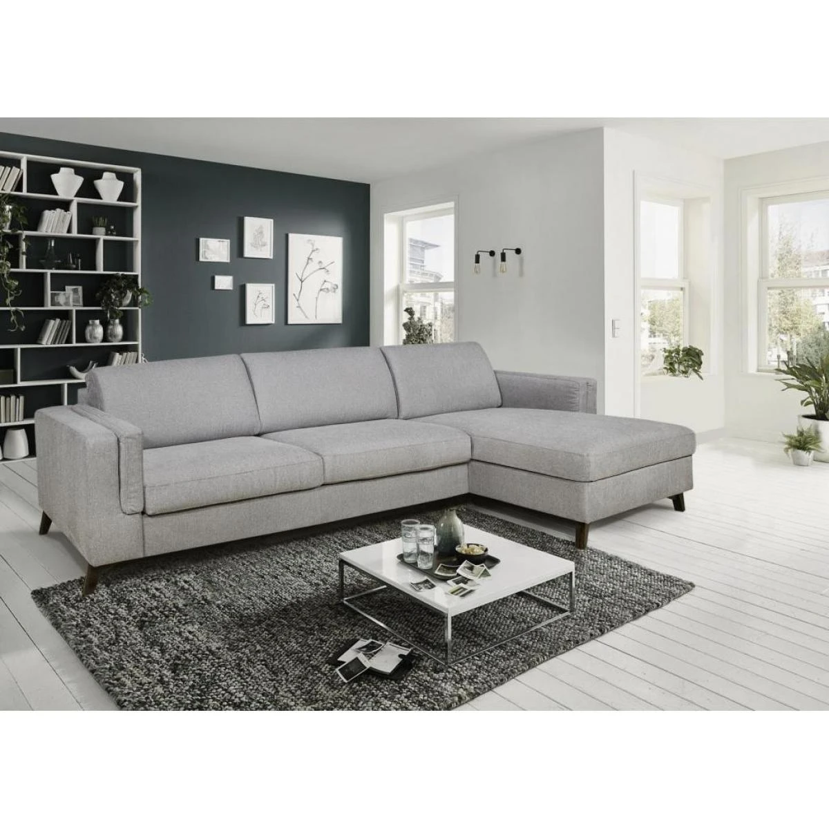 Canapé D'angle Droit Convertible Express En Tissu Gris - Couchage 140... – Image 2