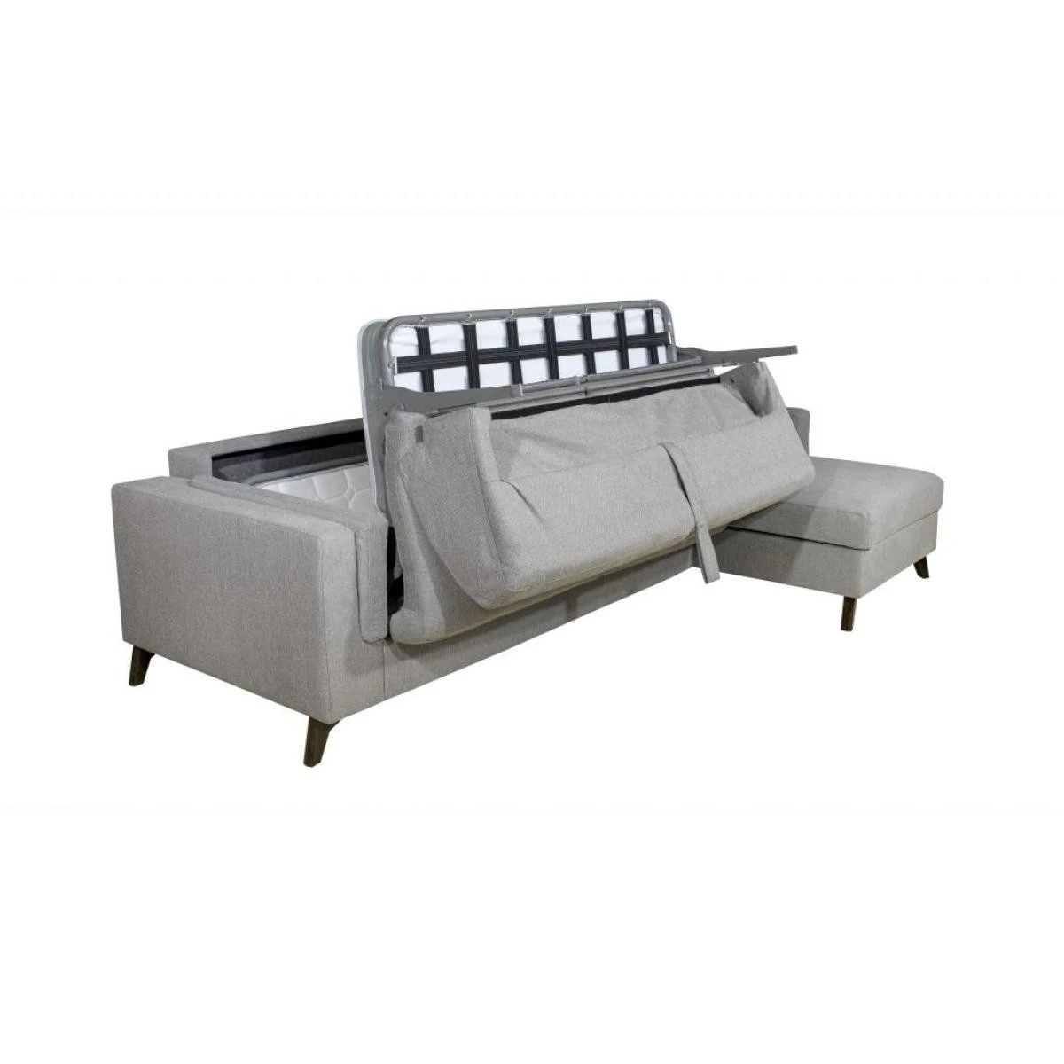 Canapé D'angle Droit Convertible Express En Tissu Gris - Couchage 140... – Image 5