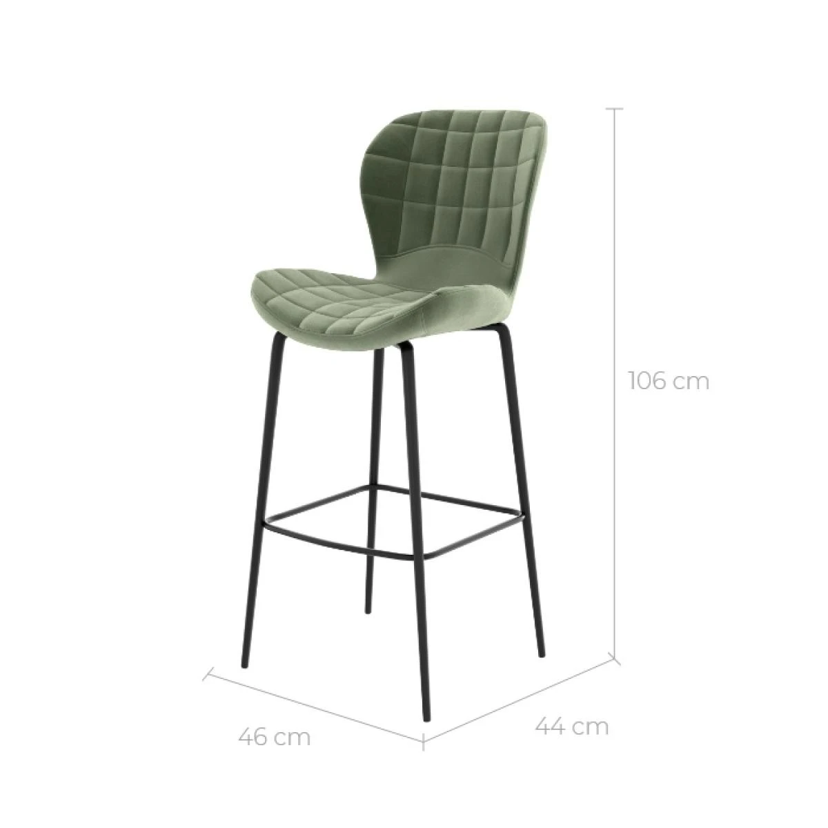 Chaise De Bar Mazzia En Velours Vert 75 Cm (lot De 2) – Image 2