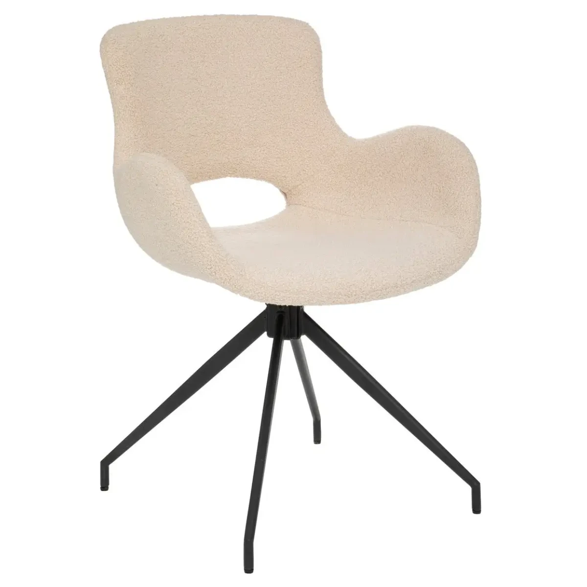 Chaise De Bureau En Tissu Ivoire à Bouclettes Avec Pieds En Métal - ...