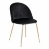 Chaise GenEVE Velours Noir Pieds En Aspect Laiton