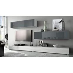 MPC Combinaison Murale Corps En Blanc Mat/façades En Blanc Haute Brillanc...