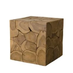 Cube 40x40cm Bois Teck Nature Suva