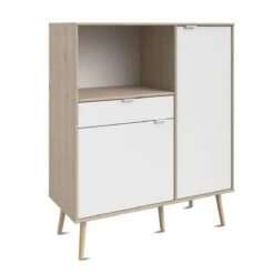 Desserte 2 Portes 1 Tiroir OLGA Décor Imitation Chêne