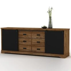 Enfilade 220 Cm Industrielle Couleur Manguier NEVADO