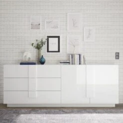 Enfilade 240 Cm Blanc Laqué Design JUNON 2
