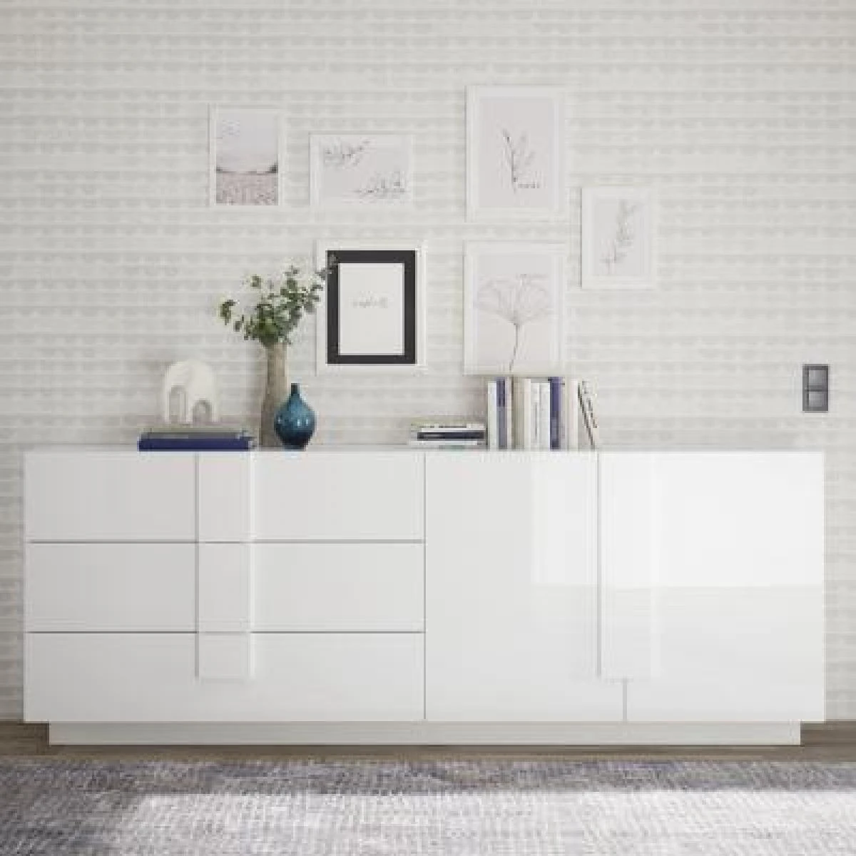 Enfilade 240 Cm Blanc Laqué Design JUNON 2 1 Enfilade 240 Cm Blanc Laqué Design JUNON 2