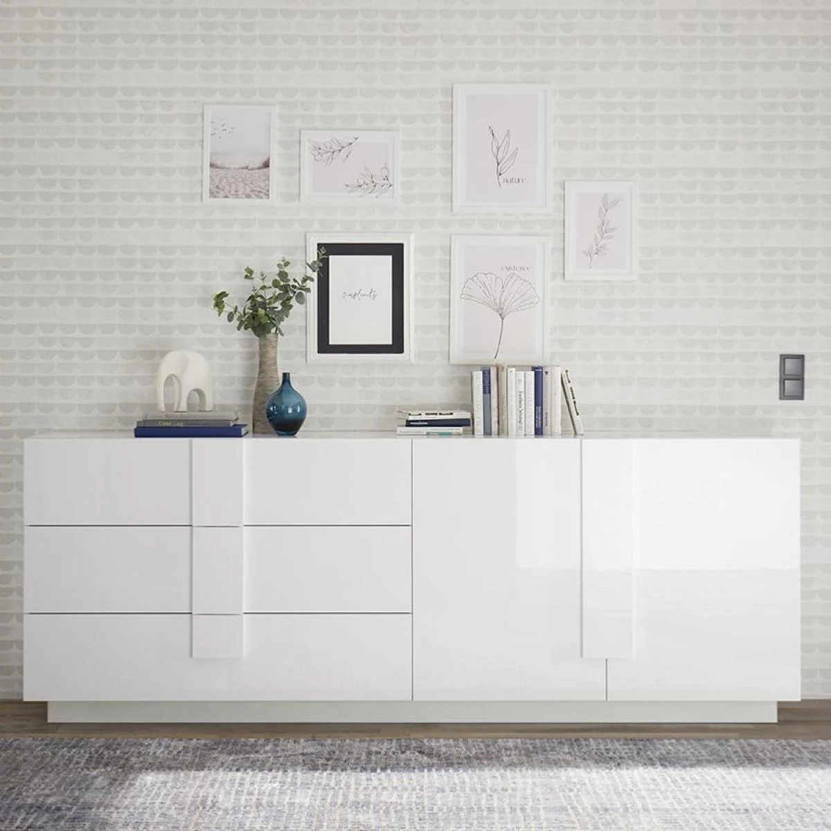 Enfilade 240 Cm Blanc Laqué Design JUNON 2 2 Enfilade 240 Cm Blanc Laqué Design JUNON 2 – Image 2