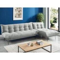 Canapé Modulable Convertible En Tissu BERSY - Gris Clair