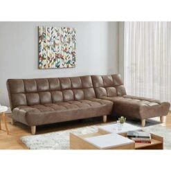 Canapé Modulable Convertible En Microfibre Vieillie ESTEBAN - Marron ...
