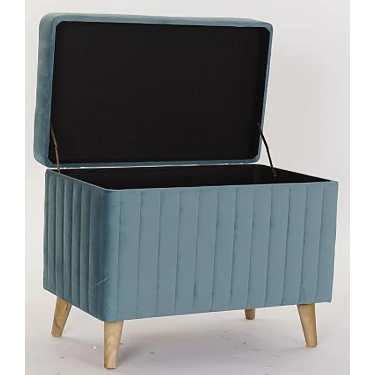 Ensemble De 2 Banquettes Coffres En Bois Et Polyester Coloris Bleu Cie... 2 Ensemble De 2 Banquettes Coffres En Bois Et Polyester Coloris Bleu Cie... – Image 2