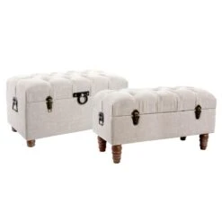 Ensemble De 2 Coffres Banquettes En Bois Coloris beige