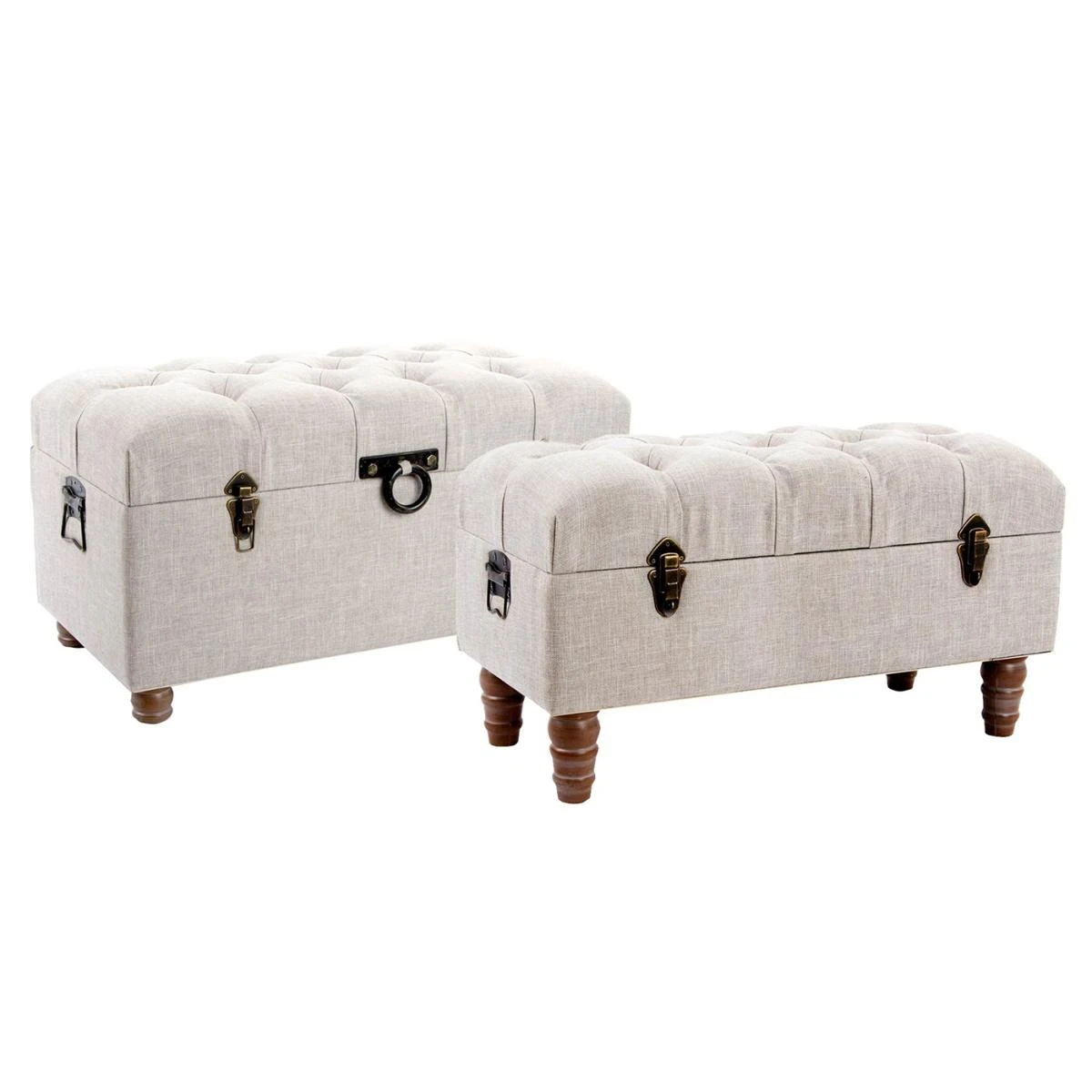 Ensemble De 2 Coffres Banquettes En Bois Coloris beige