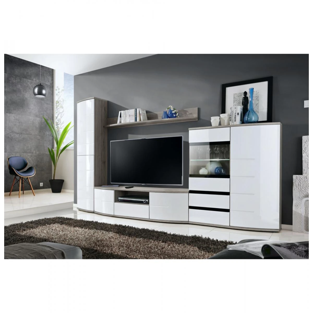Ensemble Meuble TV Mural - ONTARIO I - 300 Cm X 184 Cm X 48 Cm - Ch?... 2 Ensemble Meuble TV Mural - ONTARIO I - 300 Cm X 184 Cm X 48 Cm - Ch?... – Image 2