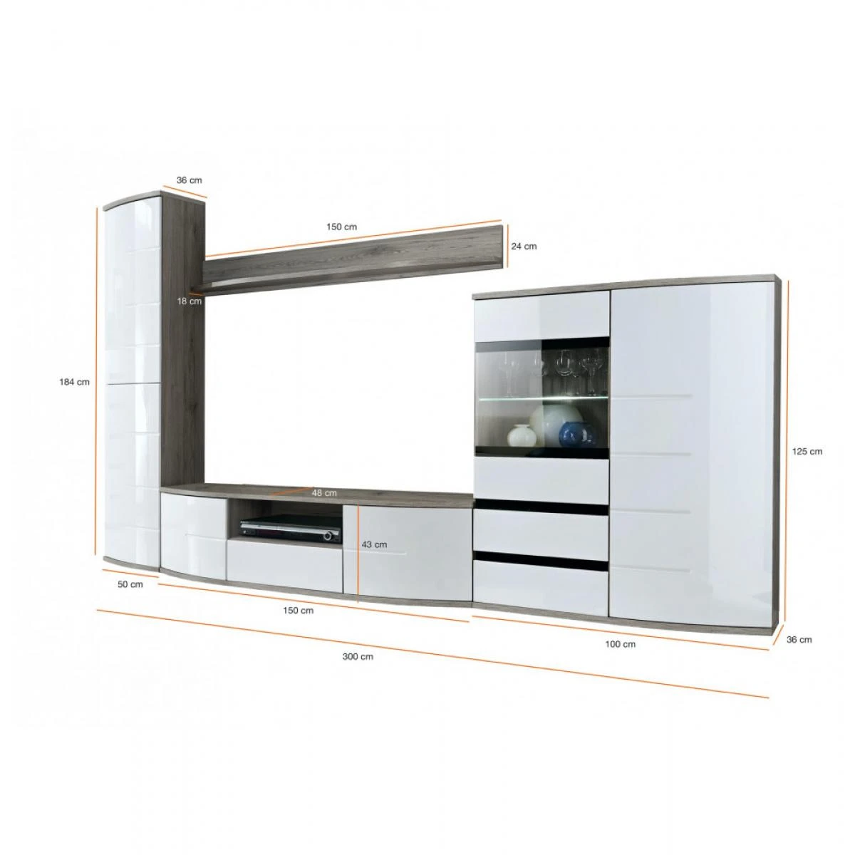 Ensemble Meuble TV Mural - ONTARIO I - 300 Cm X 184 Cm X 48 Cm - Ch?... 3 Ensemble Meuble TV Mural - ONTARIO I - 300 Cm X 184 Cm X 48 Cm - Ch?... – Image 3