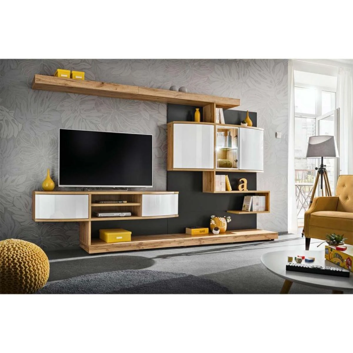 Ensemble Meuble TV Palermo 300cm Naturel & Anthracite – Image 2