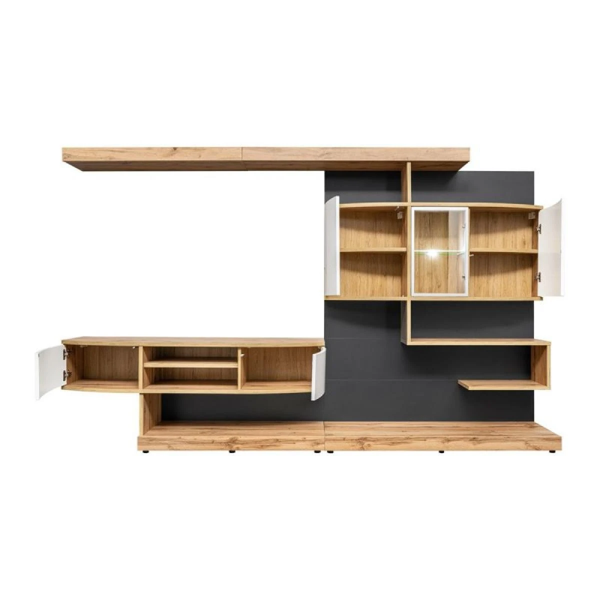 Ensemble Meuble TV Palermo 300cm Naturel & Anthracite – Image 4