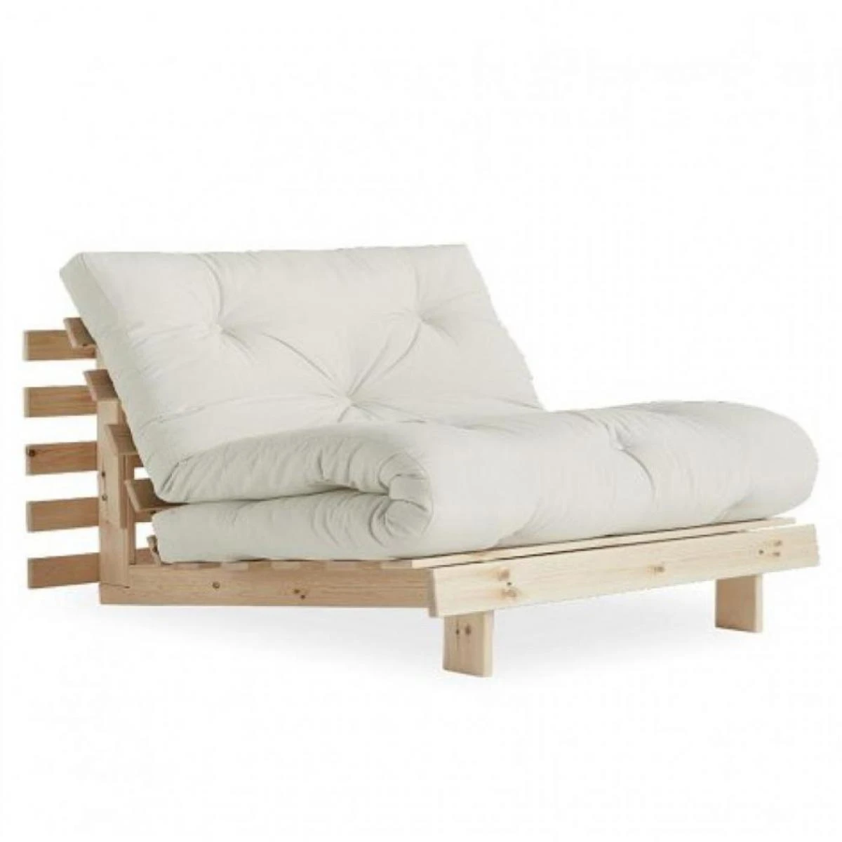 Fauteuil Convertible Futon ROOTS Pin Naturel Coloris Naturel Couchage ...