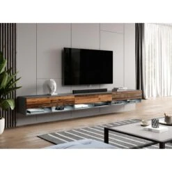FURNIX Meuble Tv / Meuble Tv Suspendu Alyx 300 (3x100) X 32 X 34 Cm St...