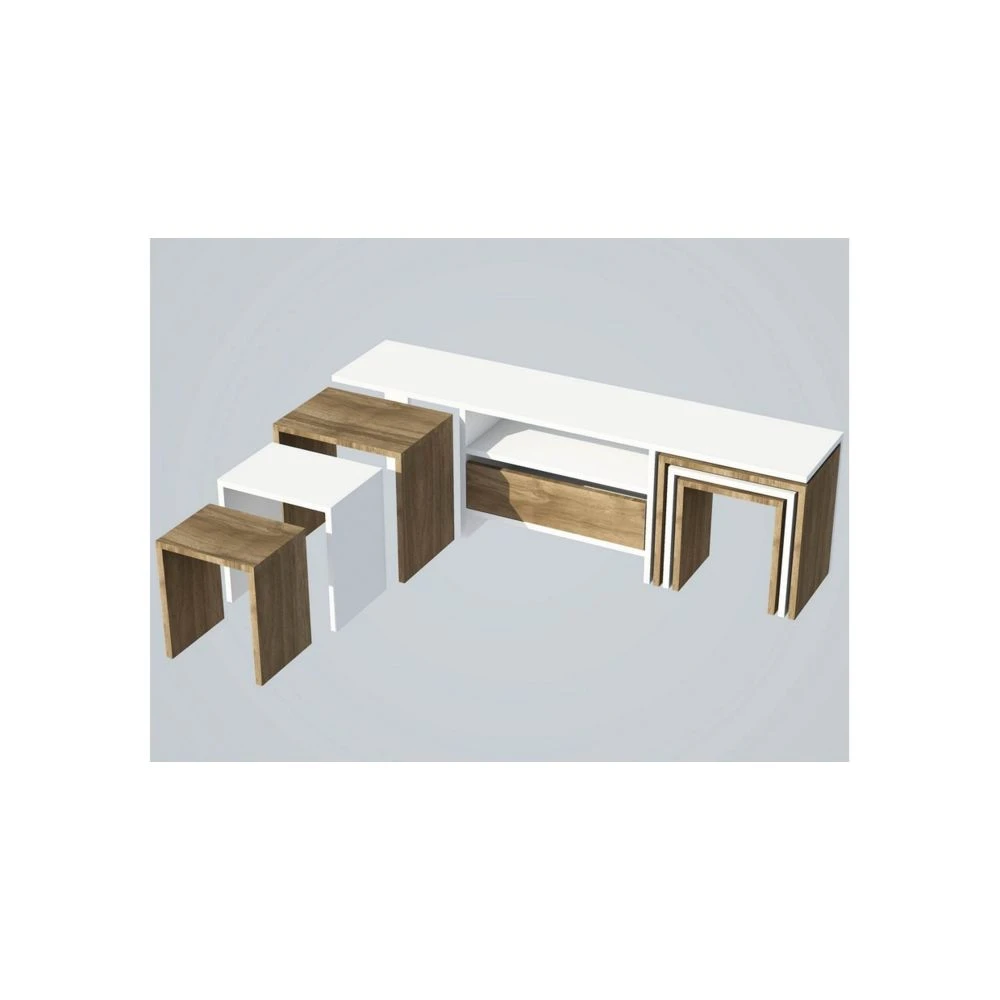 HOMEMANIA Meuble TV Zygo Moderne - Avec Tables à Café, Porte, Étag?... – Image 5