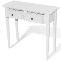 VidaXL Table De Console Et Coiffeuse Avec 2 Tiroirs Blanc – Image 3