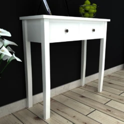 VidaXL Table De Console Et Coiffeuse Avec 2 Tiroirs Blanc