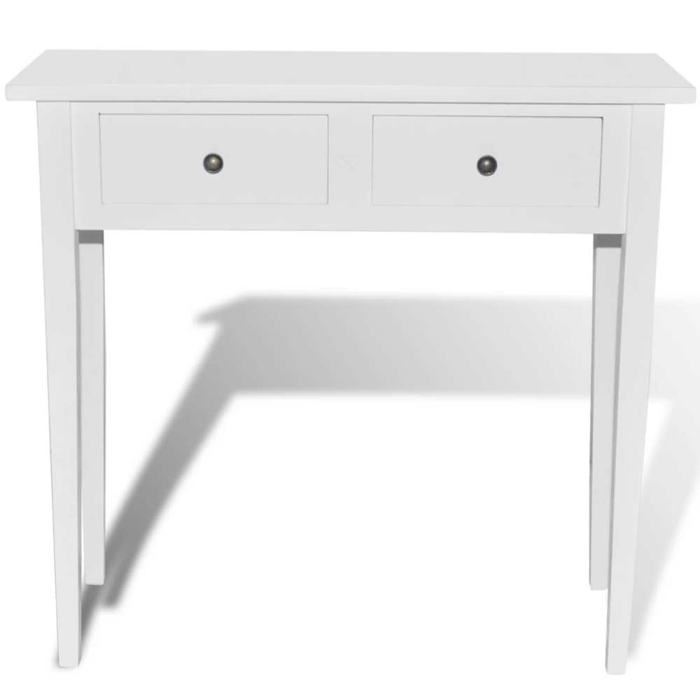 VidaXL Table De Console Et Coiffeuse Avec 2 Tiroirs Blanc – Image 4