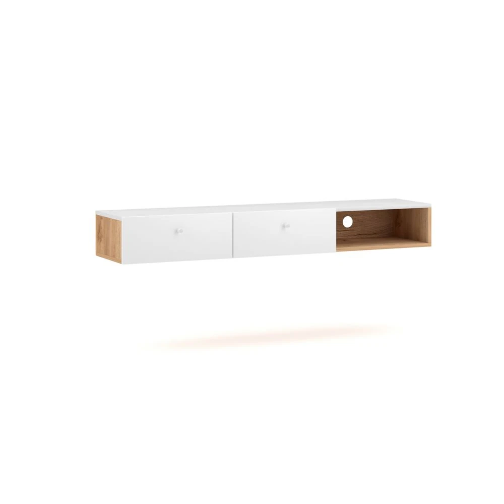 VIVALDI Console Murale - TULIA - 140 Cm - ChĂȘne Artisan / Blanc Mat -...