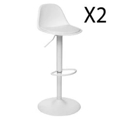 Lot De 2 Chaises De Bar En Polypropylène Coloris Blanc - Diamètre 45...