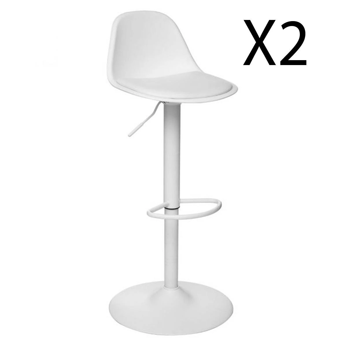 Lot De 2 Chaises De Bar En Polypropylène Coloris Blanc - Diamètre 45...