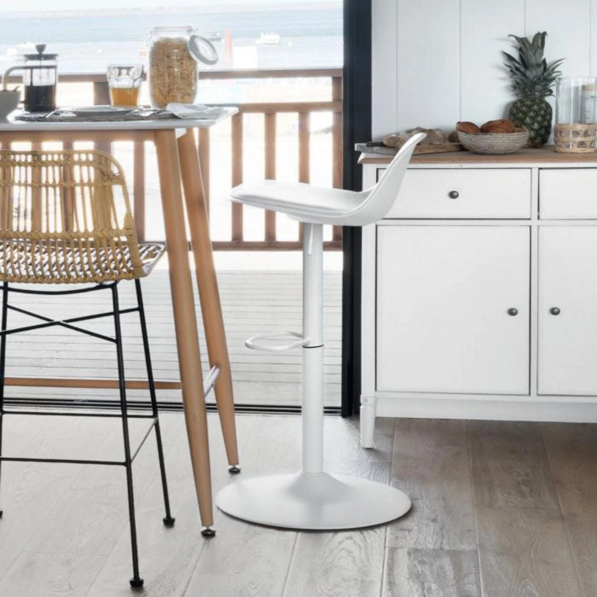 Lot De 2 Chaises De Bar En Polypropylène Coloris Blanc - Diamètre 45... – Image 5