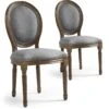 Lot De 2 Chaises Médaillon Tissu Marron Et Gris VERSAILLES