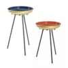 Lot De 2 Tables Coloris Noir-bleu-corail-or En Acier