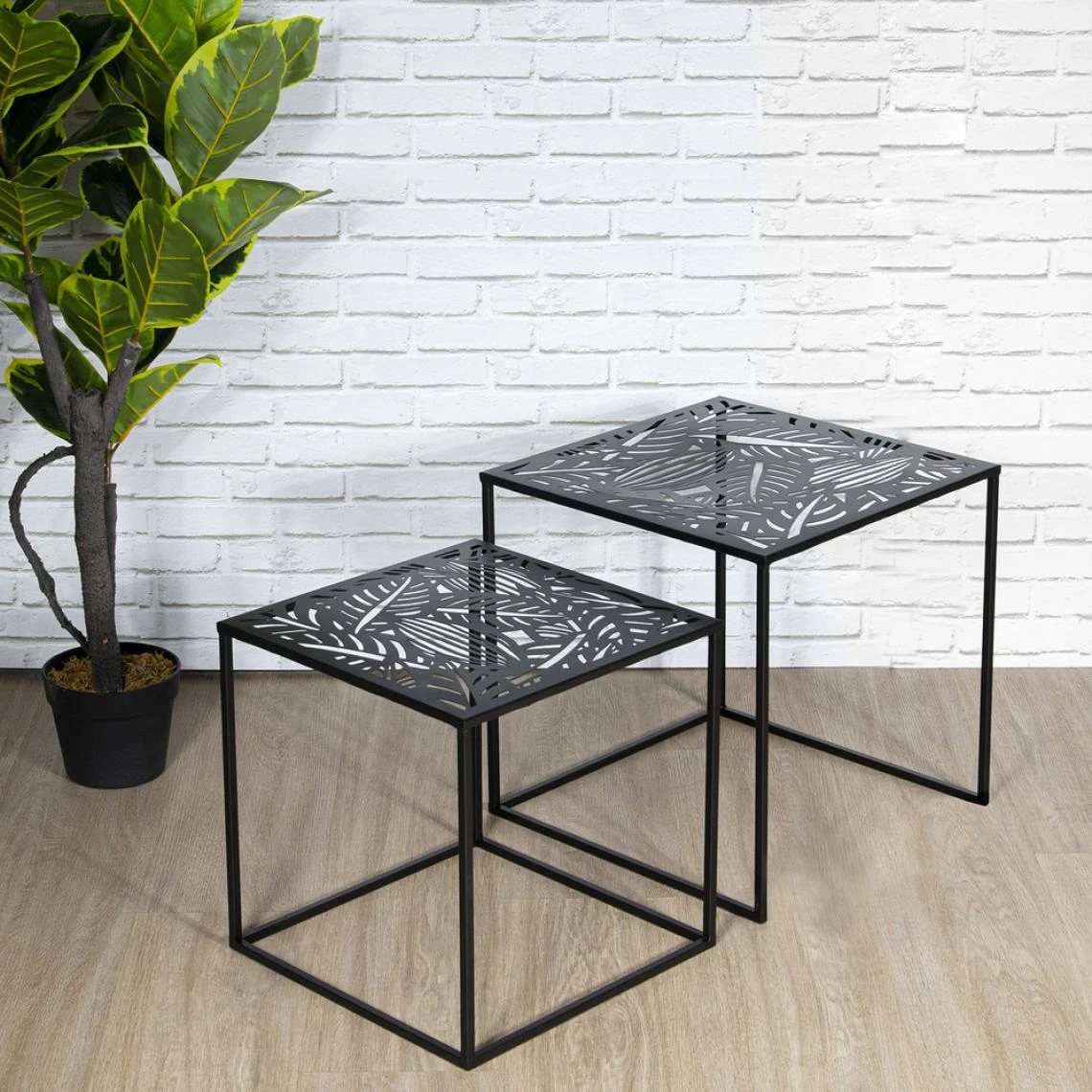 Lot De 2 Tables D'appoint Gigognes 40cm Ajourées UTICA