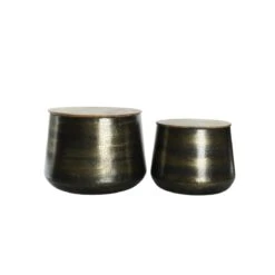 Lot De 2 Tables Déco Zinc Et Bois De Manguier - Nos Envies Déco