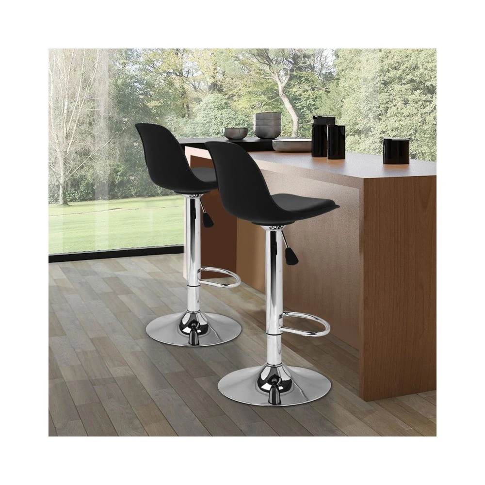 Lot De 2 Tabourets De Bar KARL Design Noir – Image 3