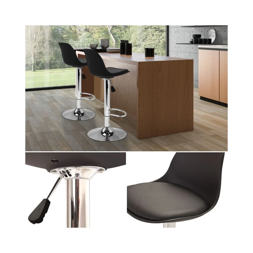 Lot De 2 Tabourets De Bar KARL Design Noir – Image 5