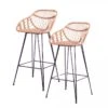 Lot De 2 Tabourets De Bar EMILE Bois Clair Polyrotin H72cm