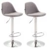 Lot De 2 Tabourets De Bar En Tissu Gris Et Cadre En Métal Hauteur Ré...