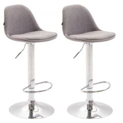 Lot De 2 Tabourets De Bar En Tissu Gris Et Cadre En Métal Hauteur Ré...