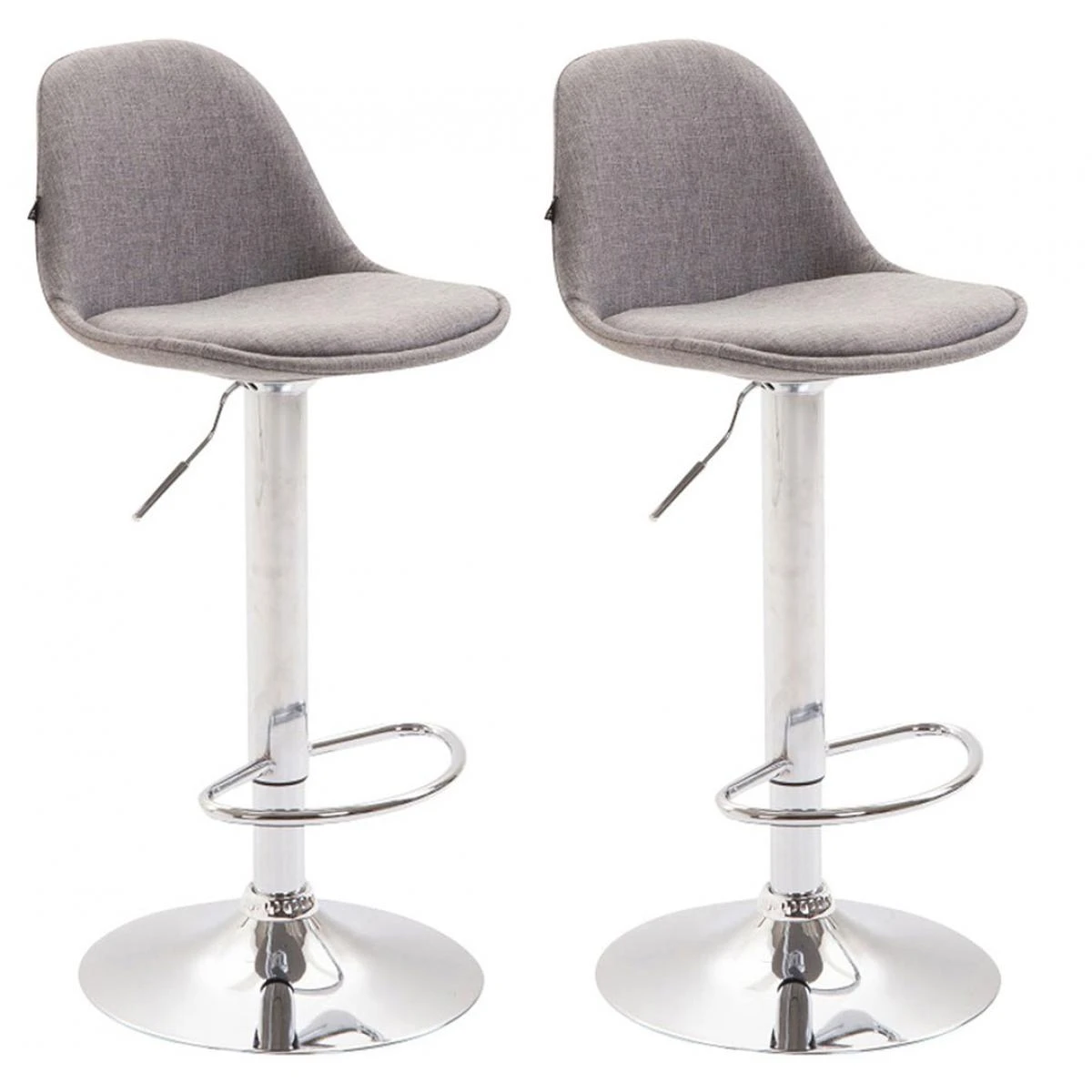 Lot De 2 Tabourets De Bar En Tissu Gris Et Cadre En Métal Hauteur Ré...