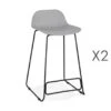 Lot De 2 Tabourets De Bar H66 Gris Et Pieds Noirs - FLODEN