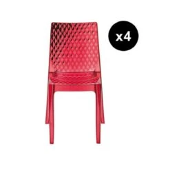 Lot De 4 Chaises Design Transparente Rouge Delphes