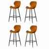 Lot De 4 Tabourets De Bar En Velours - L 51 X L 41 X H 102 Cm - Doré