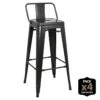 Lot De 4 Tabourets De Bar Tulio Avec Dossier GunMetal 43x43x93cm