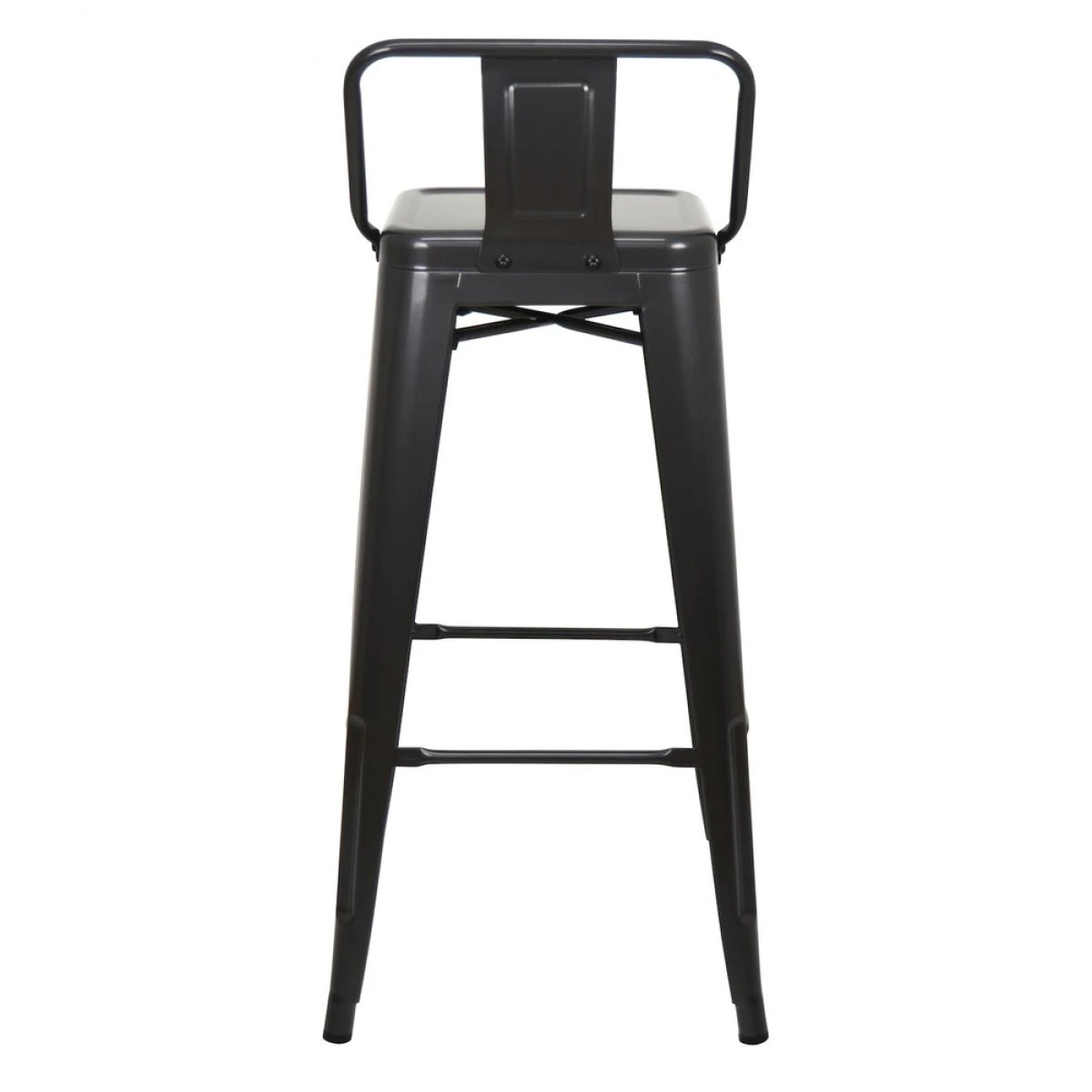 Lot De 4 Tabourets De Bar Tulio Avec Dossier GunMetal 43x43x93cm – Image 3