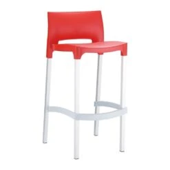 Tabouret De Bar 'MATY' Rouge Empilable Extérieur Et Intérieur
