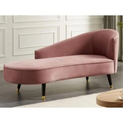 Méridienne Droite En Velours Vieux Rose ABAJO